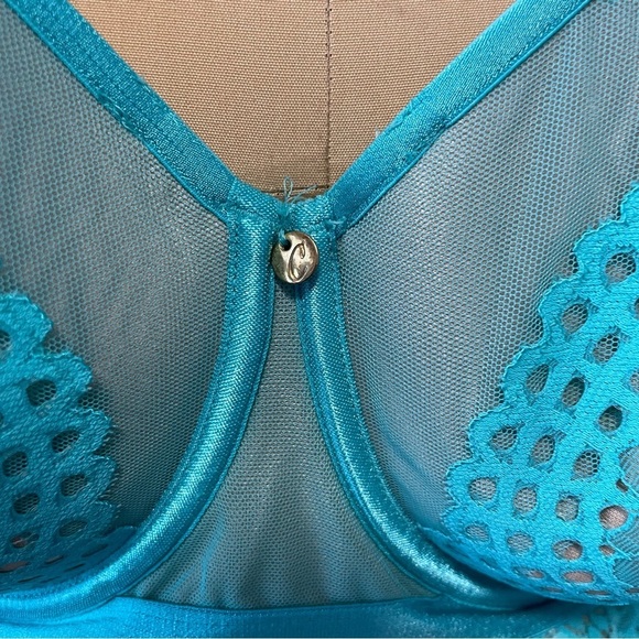 Cacique Blue Lightlylined Multi-Way Strapless Lace Bra 44D - Picture 7 of 8